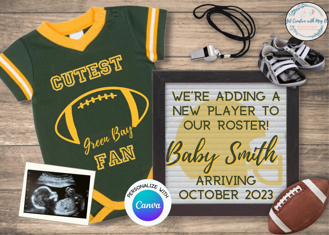 Green Bay Football Digital Baby Announcement Green Bay Football