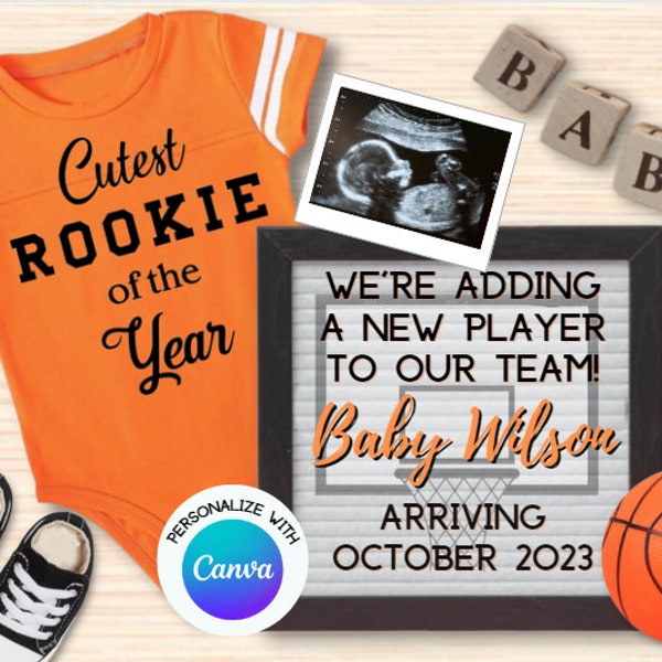 Basketball Pregnancy Announcement Digital | March Madness Basketball |Gender Neutral Father's Day Sports Pregnancy Reveal |social media baby