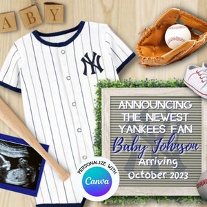 New York Baseball Pregnancy Announcement Digital, Baseball pregnancy reveal, Baseball Baby or Gender Reveal, New York baby reveal, FDPA