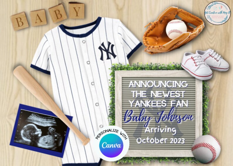 New York Baseball Pregnancy Announcement Digital, Baseball Pregnancy