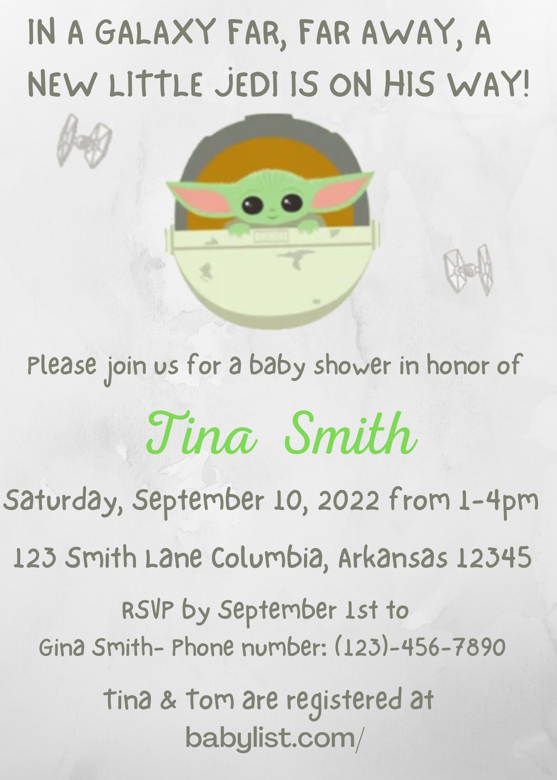 Baby Yoda Baby Shower Invitation Star Wars Baby Shower Etsy