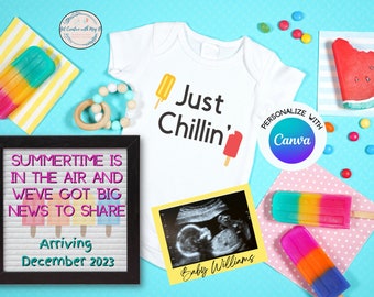 Summer Pregnancy Announcement Digital for Social Media -Baby Reveal - Beach baby - Gender Neutral - Summertime Digital Baby Announcement