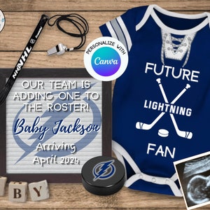 Tampa Bay Hockey Pregnancy Announcement Digital | Sports Pregnancy Announcement | Tampa Bay Gender Neutral Father's Day Reveal | FDPA