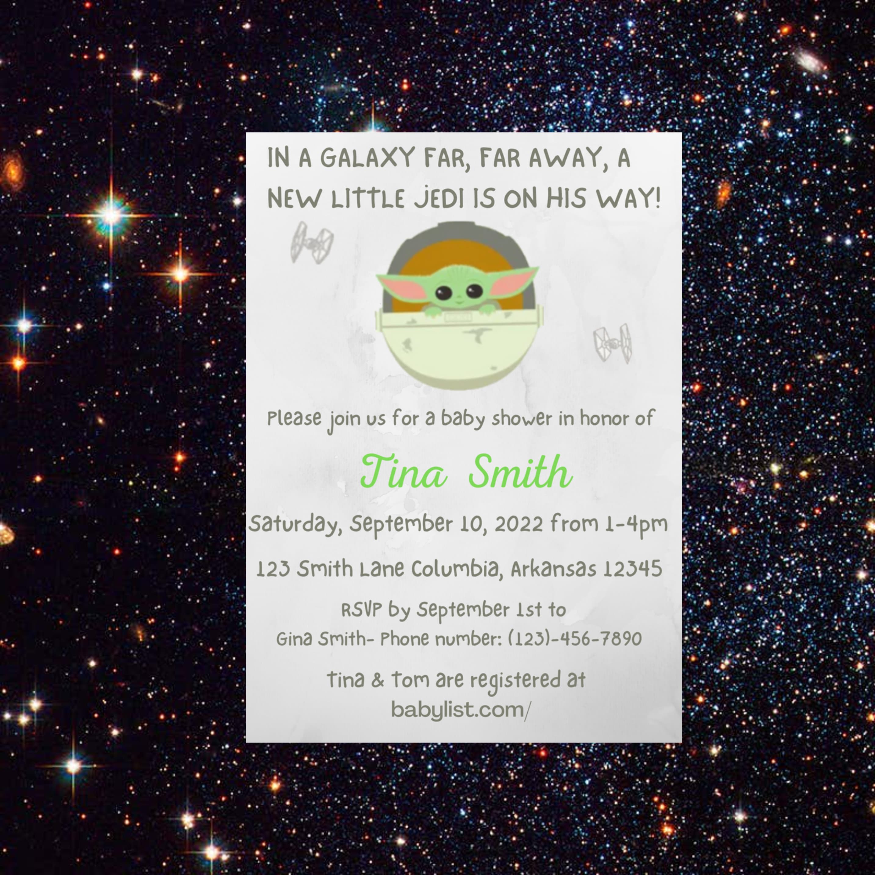 Baby Yoda Baby Shower Invitation Star Wars Baby Shower Themed Baby