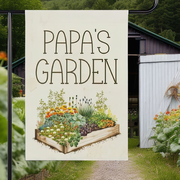 Papa's Garden Flag | Father's Day Gift | Gardener Lover Gift for Birthday Dad | Gift for Him | Spring Summer Yard Art Garden Banner Flag