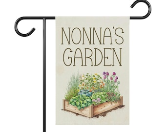 Nonnas Gift Garden Flag | Mothers Day Gift | Veggies Flowers Gardener Lover Gift for Spring | Gift for Nonna | Summer Yard Art Flag Grandma