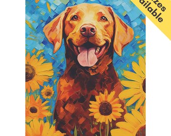 Fox Red Labrador Garden Flag Gift, Sunflowers Red Fox Labrador Retriever House Flag Decor Dog Mom Lawn Flag, Yard Art Summer Fall Autumn