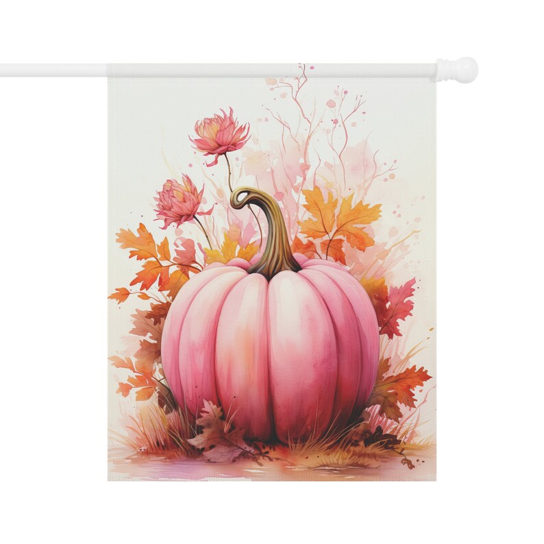 Bandera de jardín con calabaza rosa de otoño, regalo / Bandera de casa de cosecha / Regalo para anfitriona de Acción de Gracias de otoño / Decoración rosa de otoño para Acción de Gracias y Halloween imagen 8