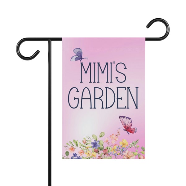 Mimi's Grandmas Garden Flag | Mothers Day Gift | Gardener Lover Gift for Spring | Gift for Grandmother | Spring Yard Art Garden Banner Flag