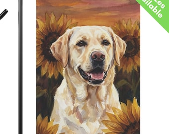 Yellow Labrador Sunflower Garden Flag, Sunflower Lab Retriever House Flag, Yellow Lab Dog Mom Gift, End of Summer Fall Yard Art