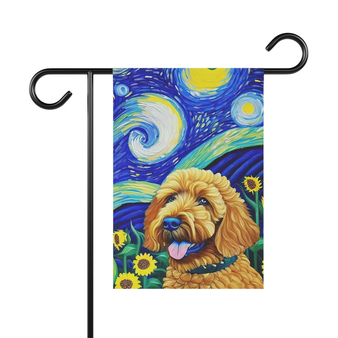 Starry Night Tan Labradoodle Goldendoodle Garden Flag Etsy 日本