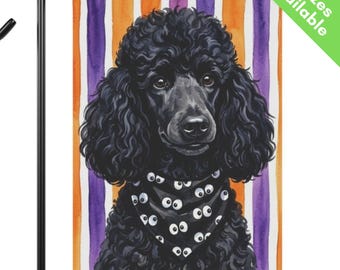 Black Poodle Halloween Garden Flag, Googly Eye Standard Poodle House Flag, Black Poodle Dog Mom Gift, Spooky Fall Yard Art