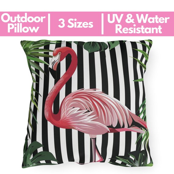 Flamingo Outdoor Pillow Porch Decor, UV Water Resistant, Tropical