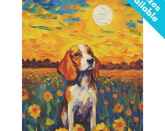 Beagle Garden Flag Gift for Beagle Dog Lover, Sunflowers Stars Beagle Dog House Flag Decor, Fall Lawn Flag for Beagle Mom Home Decor Summer