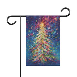 Colorful Christmas Tree Garden Flag Gift, Pastel Pink Multicolor Outdoor Christmas House Flag, Merry and Bright Rainbow Holiday Flag Decor image 6