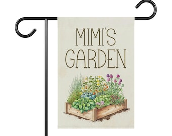 Mimi&#39;s Grandmas Garden Flag | Mothers Day Gift | Gardener Lover Gift for Summer | Gift for Grandmother | Spring Yard Art Garden Banner Flag