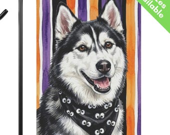Siberian Husky Halloween Garden Flag, Googly Eye Husky House Flag, Black White Dog Mom Gift, Spooky Fall Yard Art