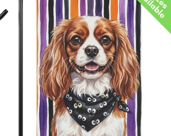 Cavalier King Charles Spaniel Halloween Garden Flag, Googly Eye Blenheim Cavalier House Flag, Spaniel Dog Mom Gift, Spooky Fall Art