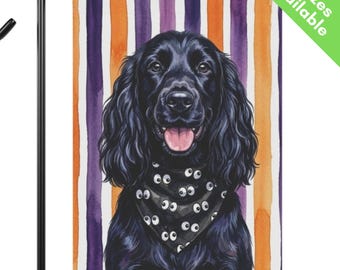Black Field Spaniel Halloween Garden Flag, Googly Eye Field Spaniel House Flag, Black Spaniel Dog Mom Gift, Spooky Fall Yard Art