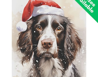 Bandera del jardín de Navidad del Springer Spaniel inglés marrón, regalo de la bandera de la casa del perro del hígado y del Springer Spaniel blanco, decoración navideña del patio del césped del porche