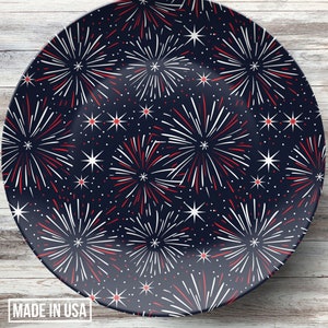 XISUNYA 10 Inch Decorative Plate, 4th Of July Dinner Plate, Stars And