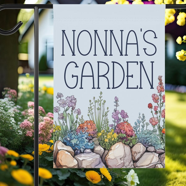 Nonna Gift Garden Flag | Mothers Day Gift | Rocks Flowers Gardener Lover Gift for Spring | Gift for Nonna | Summer Yard Art Flag Grandma