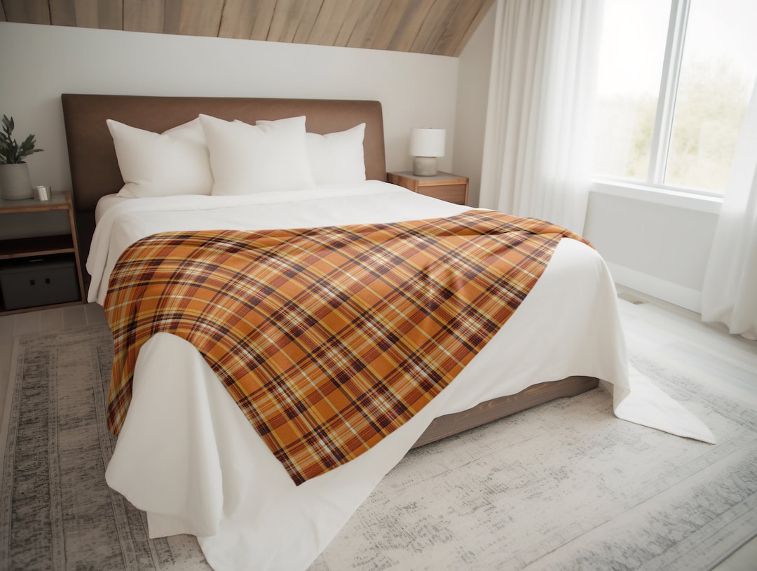 Cozy Fall Plaid Throw Blanket Velveteen Minky Blanket for Etsy