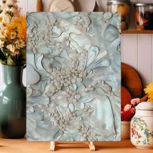 Mermaid Kitchen Mother of Pearl Art Glass Cutting Board | Summer Pearlescent Shell Mermaid Hostess Gift | Coastal Beach Home Serving Board