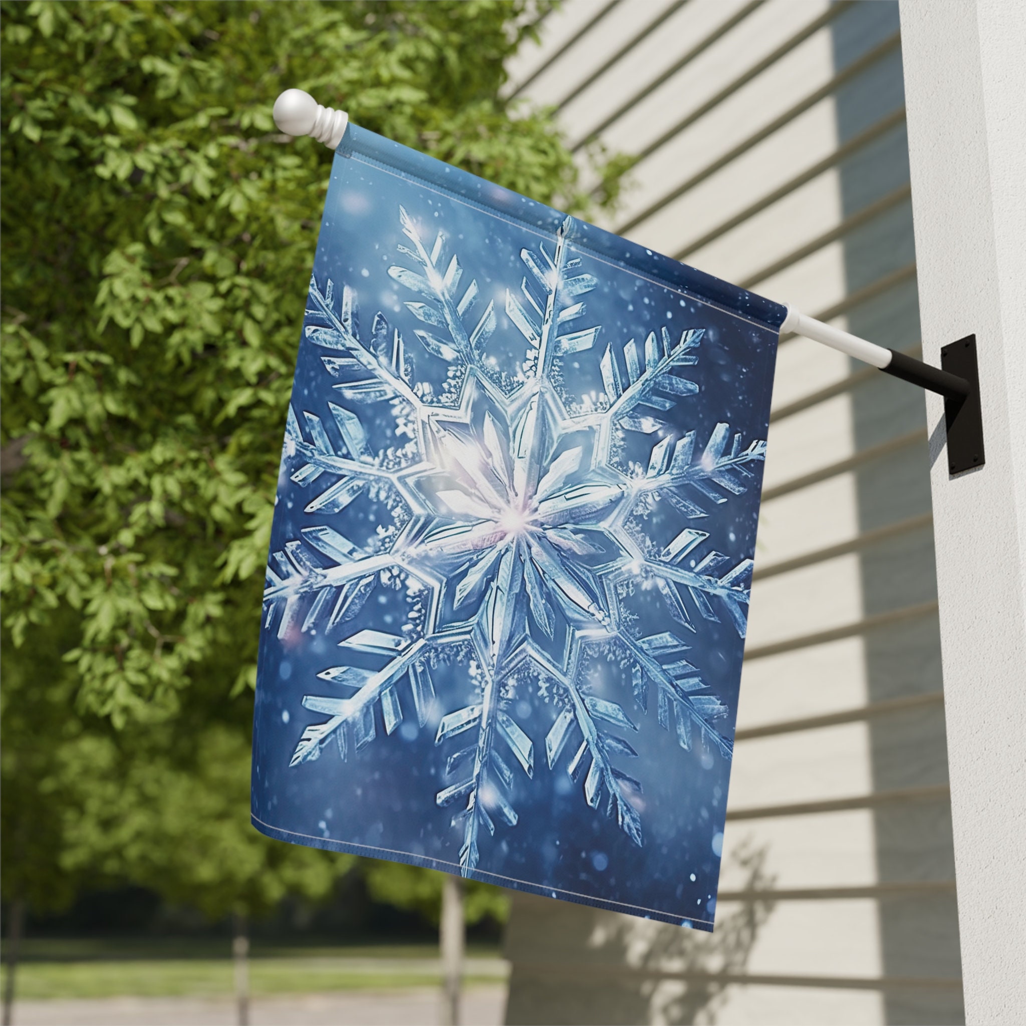 Winter Snowflake House Flag Gift, Christmas Snowflake Garden Flag, Blue ...