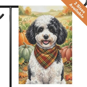 Parti Toy Poodle Thanksgiving Pumpkin Flag, Fall Multicolor Mini Poodle Flag, Autumn House Flag, Poodle Dog Mom Gift, Mini Doodle Yard Art