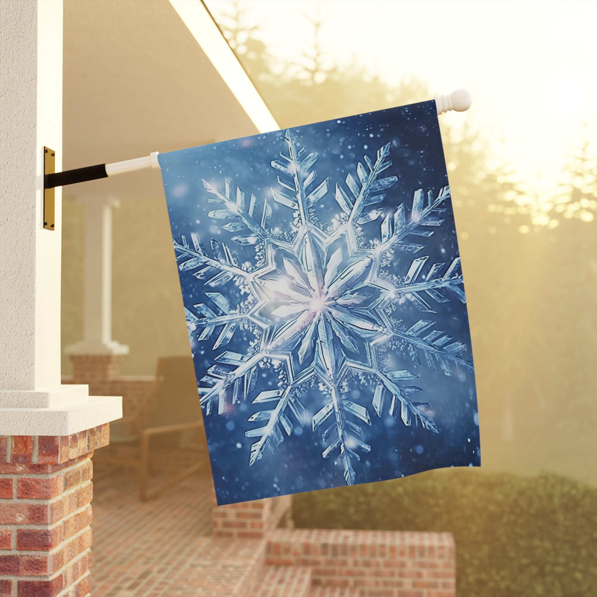 Winter Snowflake House Flag Gift, Christmas Snowflake Garden Flag, Blue ...