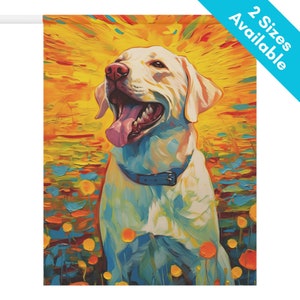 White Labrador Garden Flag Gift, Colorful Flowers White Lab Retriever House Flag Decor White Dog Mom Lawn Flag, Yard Art Summer Fall Autumn