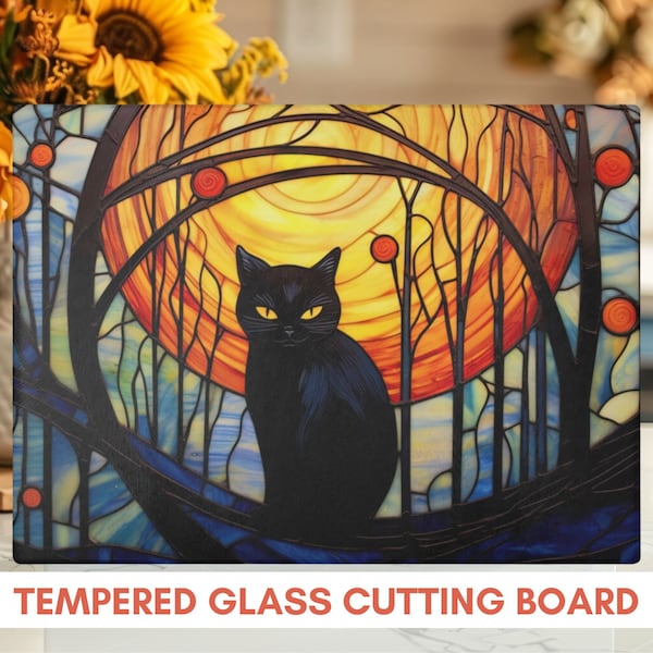 Glass Cat Cutting Board Etsy