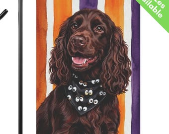 Brown Cocker Spaniel Halloween Garden Flag, Googly Eye Cocker Spaniel House Flag, Chocolate Cocker Dog Mom Gift, Spooky Fall Yard Art