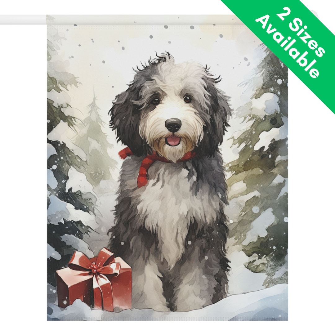 Sheepadoodle Christmas Garden Flag Winter Bernedoodle House Etsy