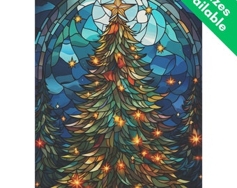 Christmas Tree Garden Flag Gift | Winter House Flag | Christmas Stained Glass Style Design | Christmas Hostess Gift | Colorful Yard Decor