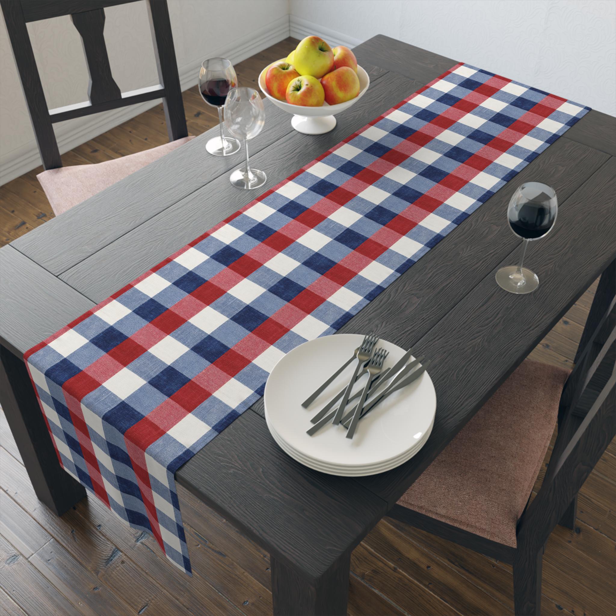Runner Da Tavola Reversibile Buffalo Plaid 35x213 Cm - Lato Rosso/nero In Cotone, Lato Naturale In Iuta - Decorazione Natale