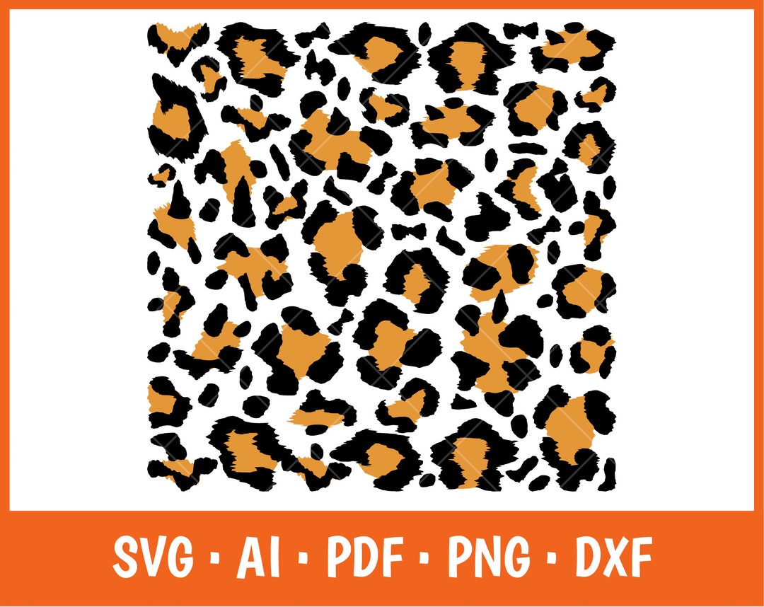 Fuzzy Leopard Print With Offset Svg, Fuzzy Leopard Print and Outline
