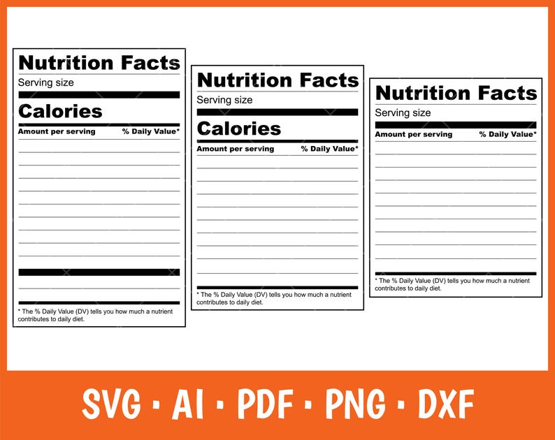 Nutrition Facts Label SVG: Blank Template Clipart (digital Download) - Etsy