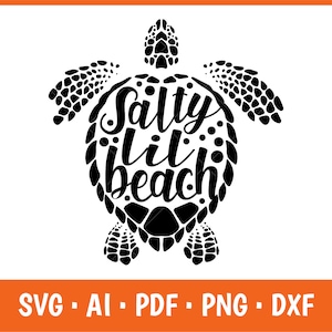 Sea Turtle &#39;Salty Lil Beach&#39; SVG - Beach Sign Design (Digital Download)