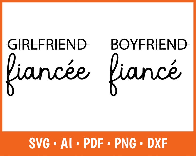 Fiancé Fiancée Strikethrough SVG: Hand Lettered Files (digital Download ...