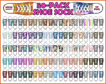Shoe Sock Sublimation Designs: 50 PNG Bundle (Digital Download)