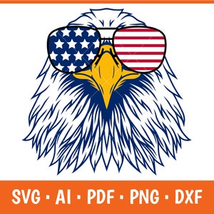 Patriotic Eagle with Sunglasses SVG - 4th July Design (Digital Download)
