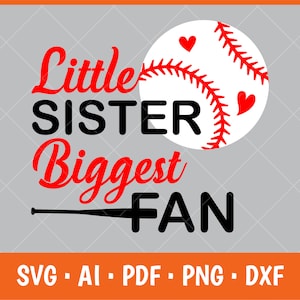 Sorellina più grande fan Svg, Baseball Sister Svg Sister Svg Baby Girl Baseball Shirt Svg File di taglio per Cricut e Baseball Sister Silhouette