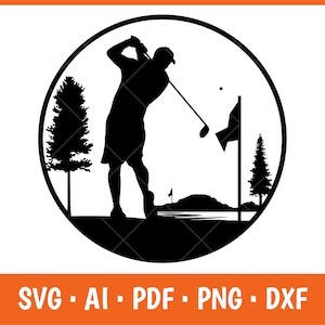 Svg de golf, golf Design Svg, golfeur Silhouette téléchargement fichier coupé monogramme, vecteur de golf, téléchargement immédiat de club de golf, golf Design Svg