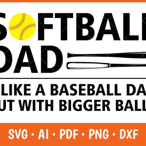 Softball Dad wie ein Baseball Dad aber mit größeren Bällen svg, Vatertag svg Cut Datei, Baseball Clipart svg Dateien für Cricut, Baseball Dad