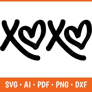 XOXO SVG, San Valentino SVG, Amore SVG, Abbracci e baci SVG, Cuore SVG, San Valentino SVG, Download digitale per Cricut San Valentino SVG, PNG