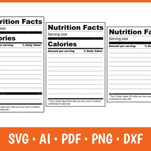 Valeur nutritive Svg, concevez votre propre étiquette de valeur nutritive Svg, clipart valeur nutritive, étiquette de modèle vierge Svg valeur nutritive svg pour Cricut