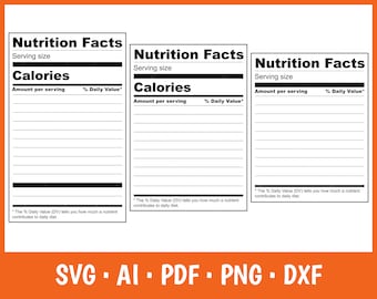 Nutrition Facts Label SVG: Blank Template Clipart (Digital Download)