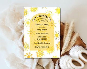 Sonshine Baby Shower Invitation Template: Editable Party Invite (Digital Download)
